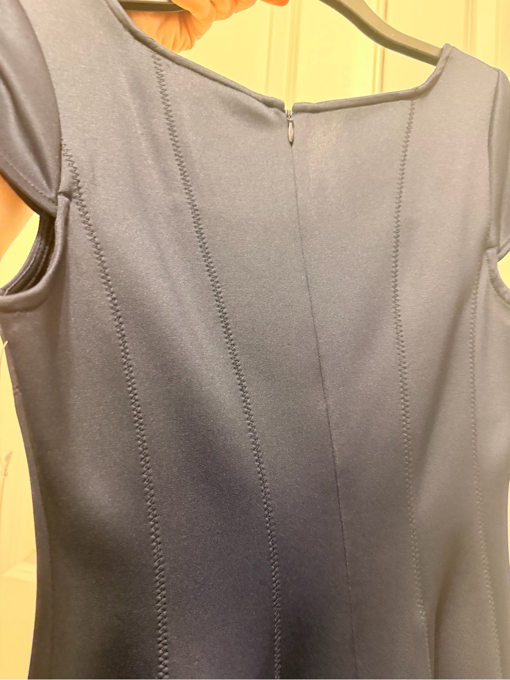 Donna Ricco Navy Fit-and-Flare Dress with Crochet Hem - Picture 6 of 6